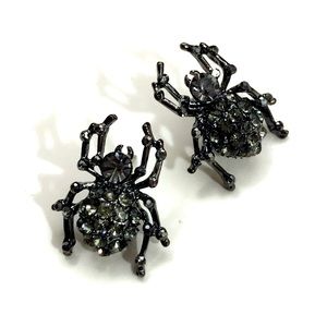 Crystal-Stoned | Spider | Stud Earrings